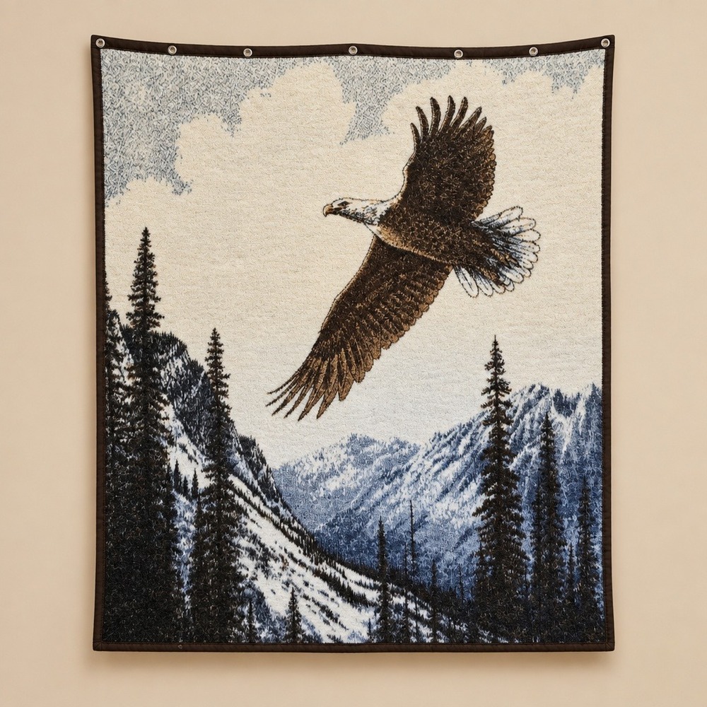Biederlack Cuddle Sack Throw Blanket Vintage Brown Eagle Joe Hautman 52x60"